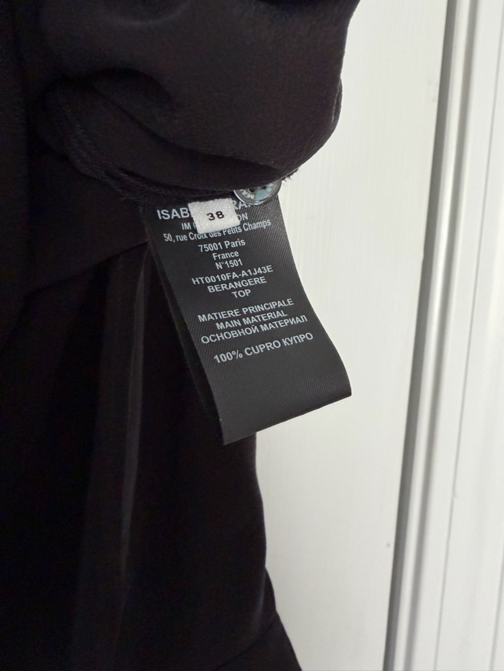 $795 ISABEL MARANT Size 38 • Black Berangere Long Sleeve Cupro Blouse Top. - Picture 4 of 5